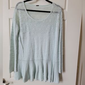 Free People Light Blue Textured Blouse
